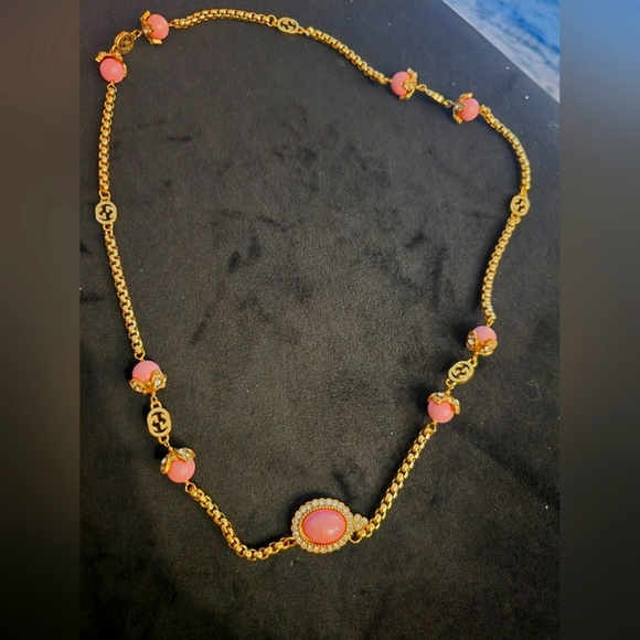 Elegant 18kgp Gucci Gold and Pink Necklace - Picture 1 of 10